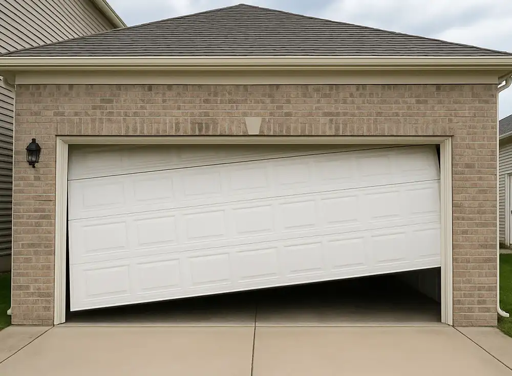 AI-generated image of a misaligned garage door - Springfield IL