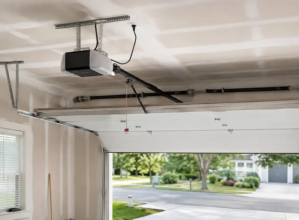 AI-generated image of a garage door opener working to open or close a garage door